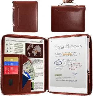 E NET-CASE Case for Remarkable Paper Pro Tablet 11.8 inch (2024 Released) - Business Handheld Design Upgraded PU Leather Cover for Remarkable Paper Pro Digital Paper with Zipper & Pen Holder (Brown)