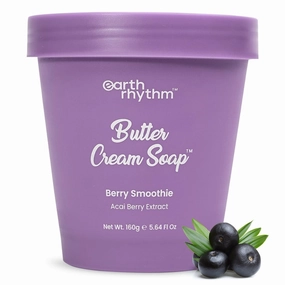 Eart'h Rhyth,m Berry Smoothie Butter Cream Soap with Shea Butter & Acai Berry, Cleansing Body Wash for Soft & Moisturized Skin, 160g (5.64 oz)