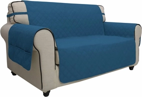 Easy-Going Sofa Slipcover Loveseat Cover Waterproof Couch Cover Washable Sofa Cover for 2 Cushion Couch Non-Slip Fabric Furniture Protector with Pocket for Pets Kids Dog Cat (Loveseat, Peacock Blue)