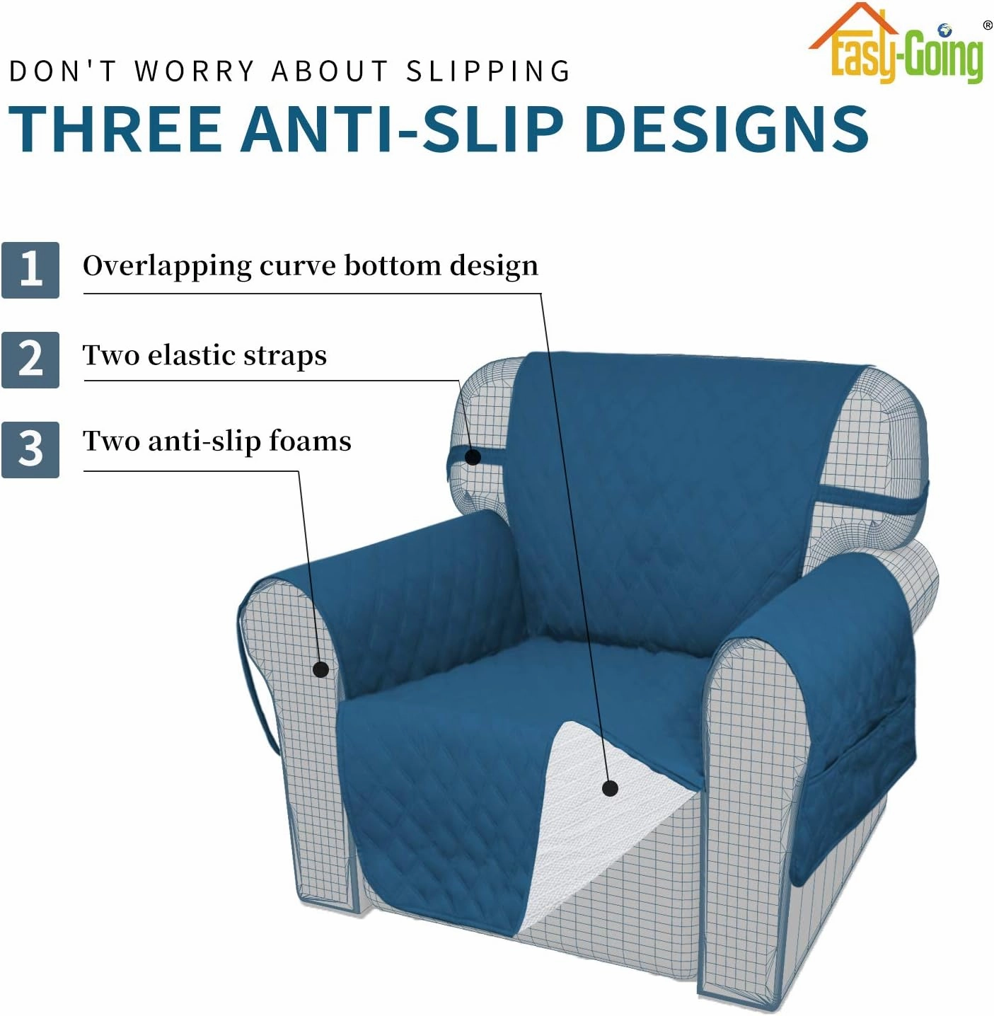 Easy-Going Sofa Slipcover Loveseat Cover Waterproof Couch Cover Washable Sofa Cover for 2 Cushion Couch Non-Slip Fabric Furniture Protector with Pocket for Pets Kids Dog Cat (Loveseat, Peacock Blue)