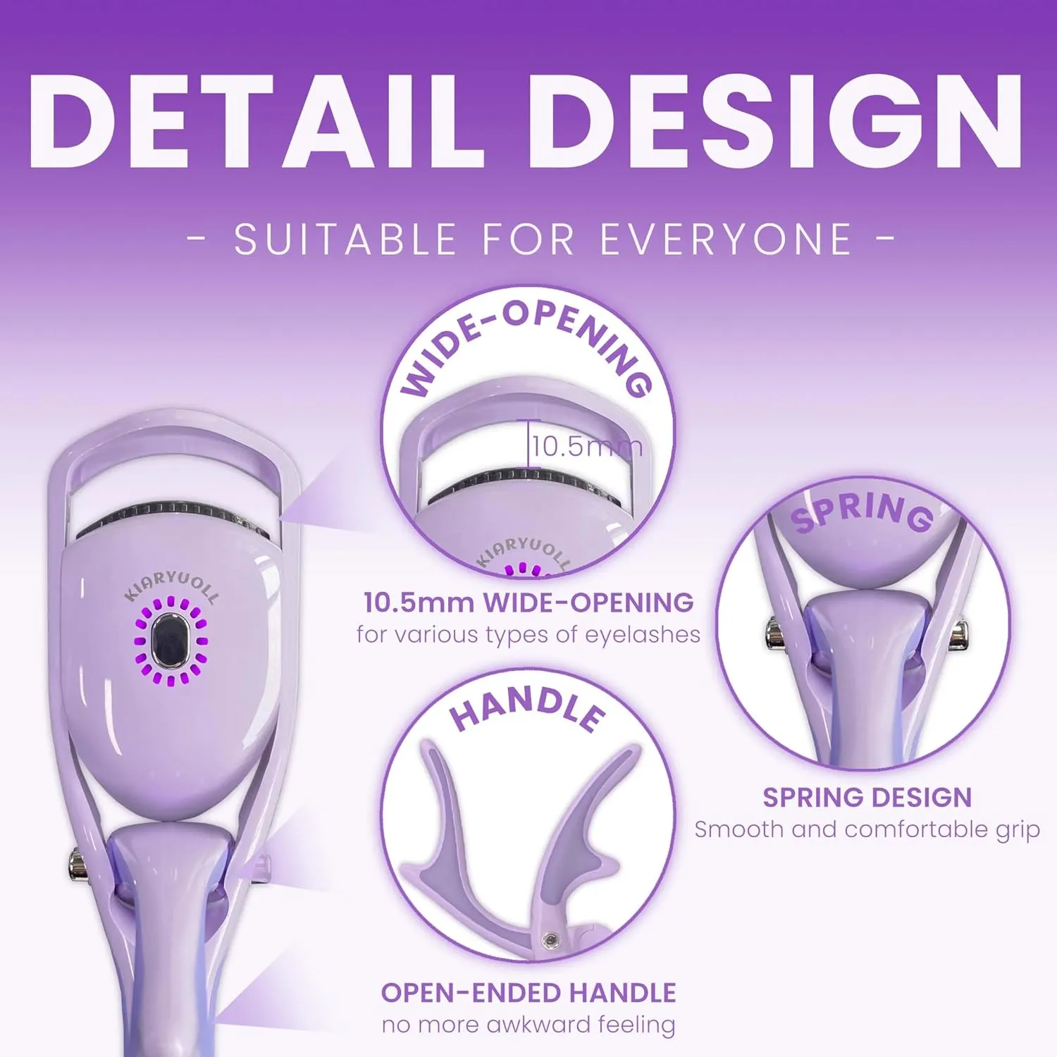 Electric Heated Eyelash Curler Kit Hot Lash Therapy Professional Eyelash Tools Battery Powered Lash Lifter Rechargeable Clamp for Various Eye Types Plastic Material (Colour Purple)