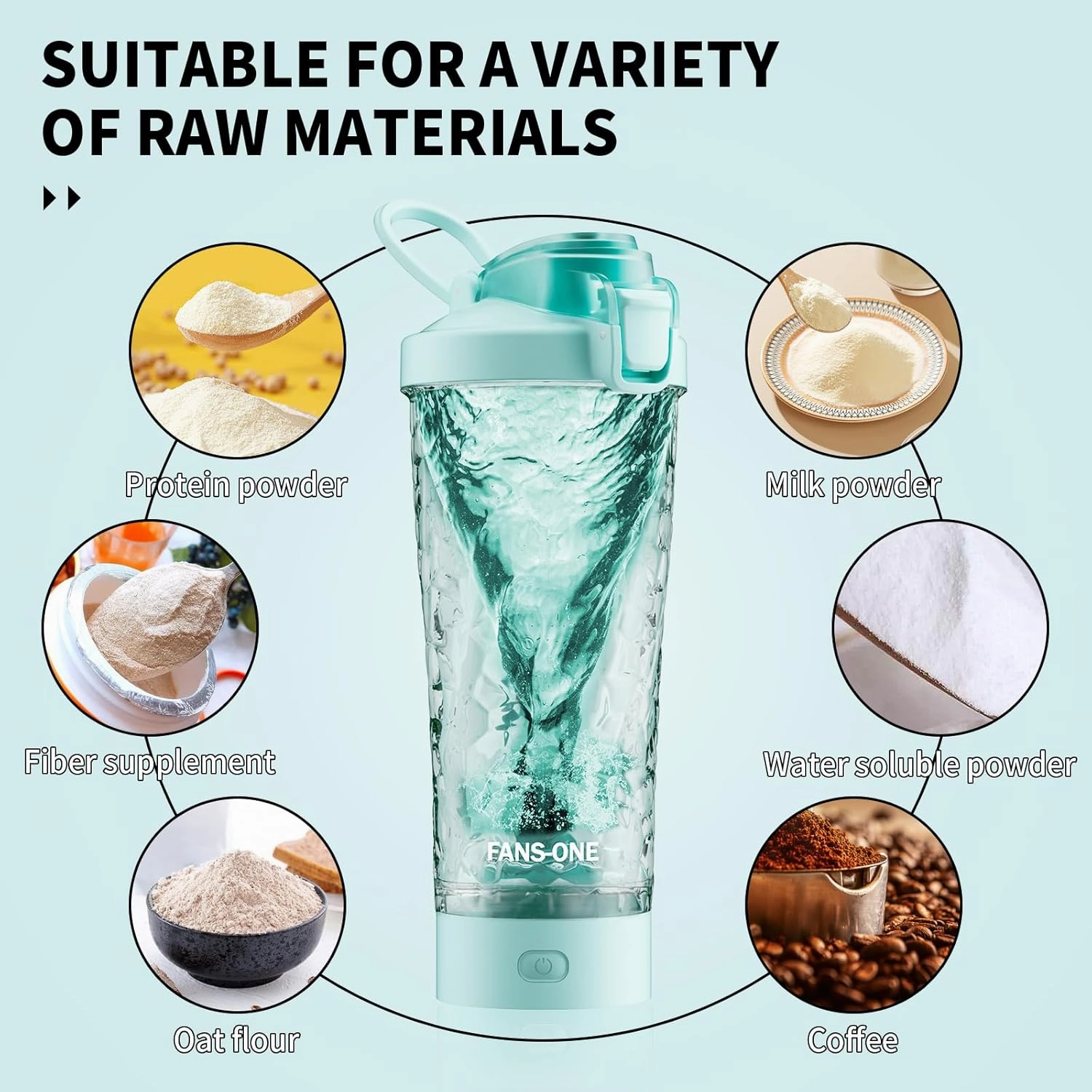 Electric Protein Shaker Bottle, 24oz Lockable Blender Cup Electric Shaker Bottles, Tritan USB Rechargeable Mixer, Portable Blender Shaker Cups for Protein Shakes for Men Women, Water Blue