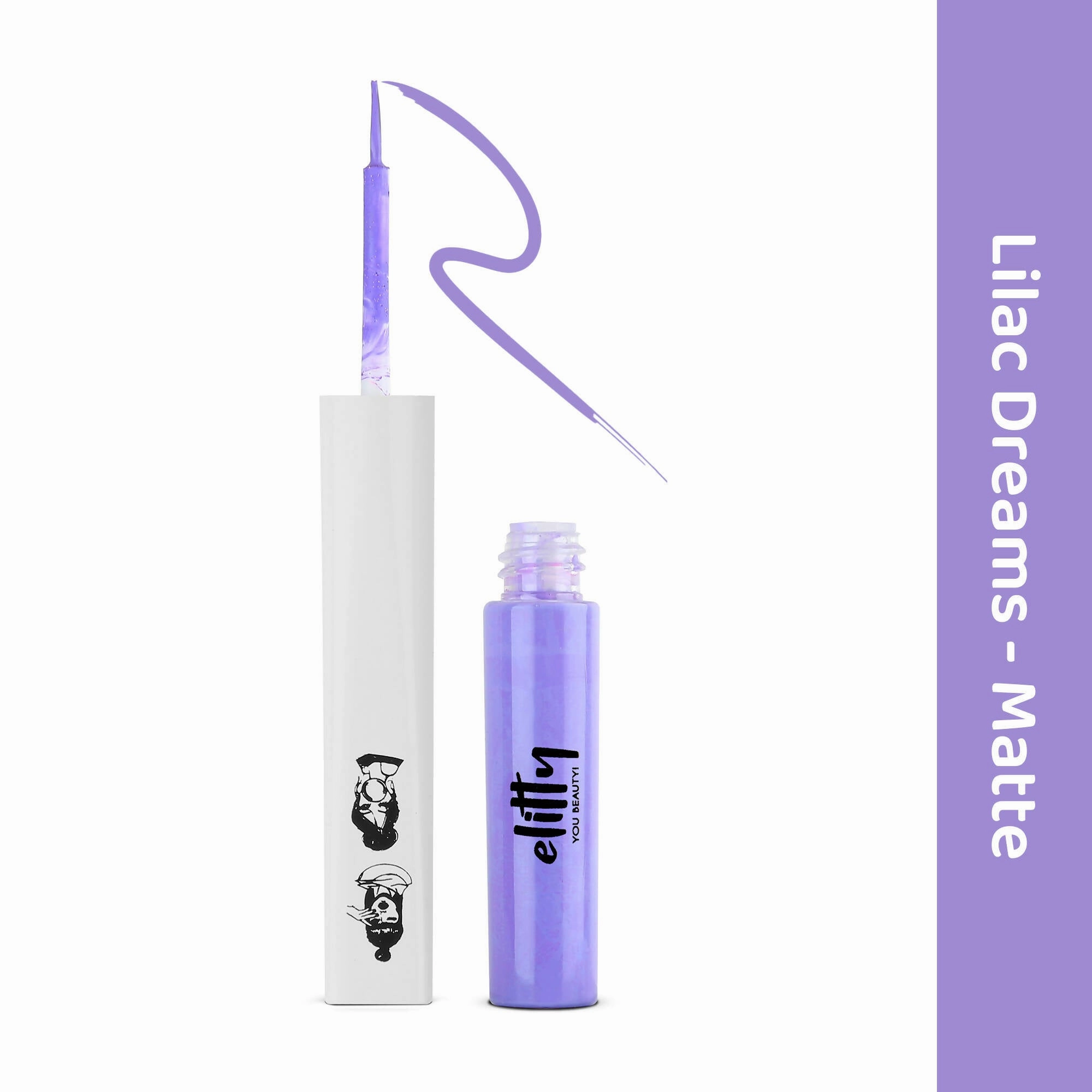 Elitty Lilac Purple Pop Color Matte Finish Liquid Eyeliner - Lilac Dreams-Purple