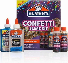 Elmer’s Confetti Slime Kit | Slime Supplies Include Metallic Glue Clear Glue Confetti Magical Liquid Activator 4 Count