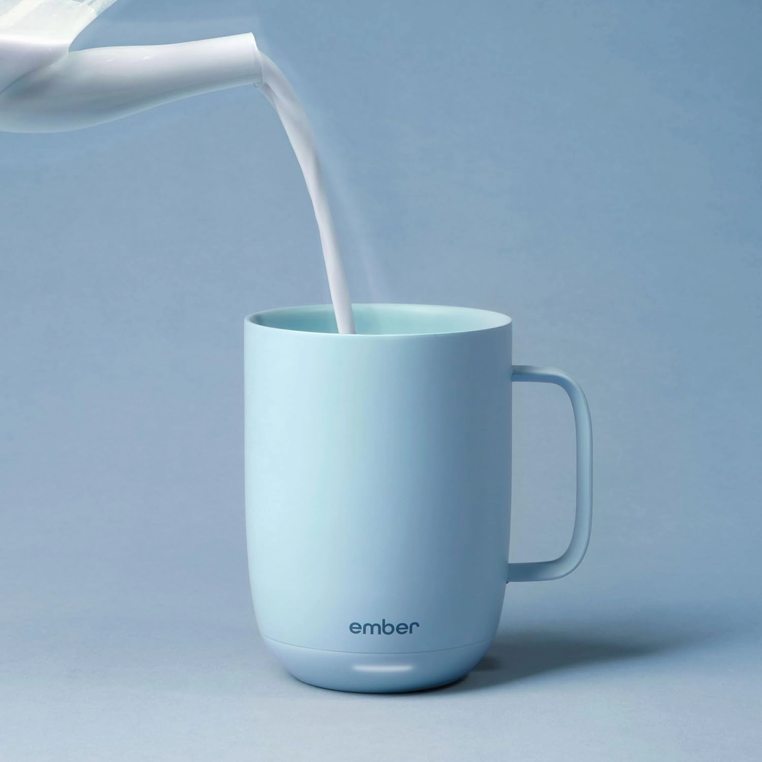 Ember Temperature Control 14oz Smart Mug 2, App-Controlled and Rechargeable Heated Coffee Cup Warmer with Intelligent LED Display, Powder Blue