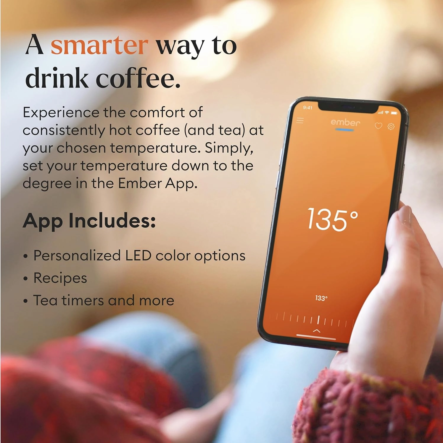 Ember Temperature Control 14oz Smart Mug 2, App-Controlled and Rechargeable Heated Coffee Cup Warmer with Intelligent LED Display, Powder Blue