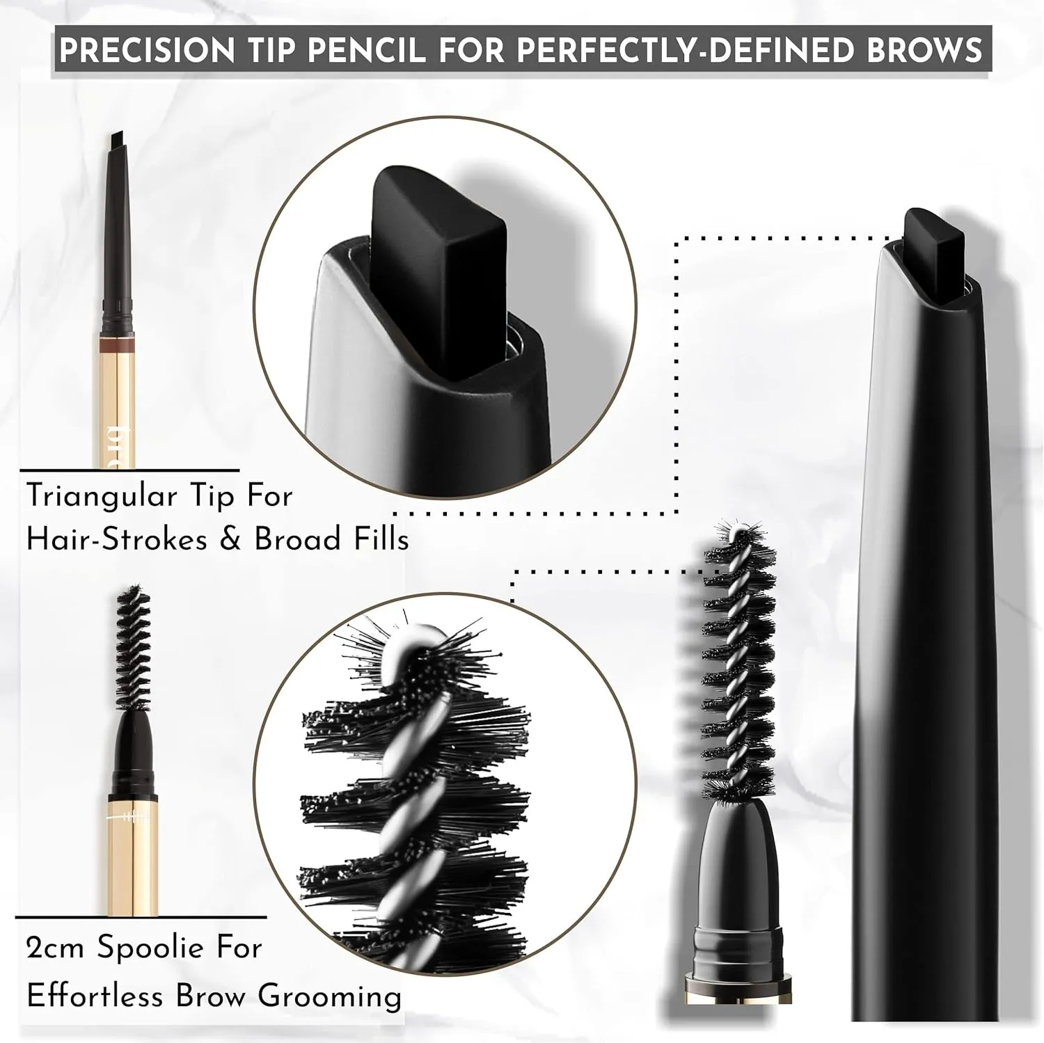 Eye Brow Pencil | Ultra Thin Precision Eyebrow Pencil | Long Lasting, Waterproof Eyebrow Makeup | Nourishing Brow Definer Pencil | Ash