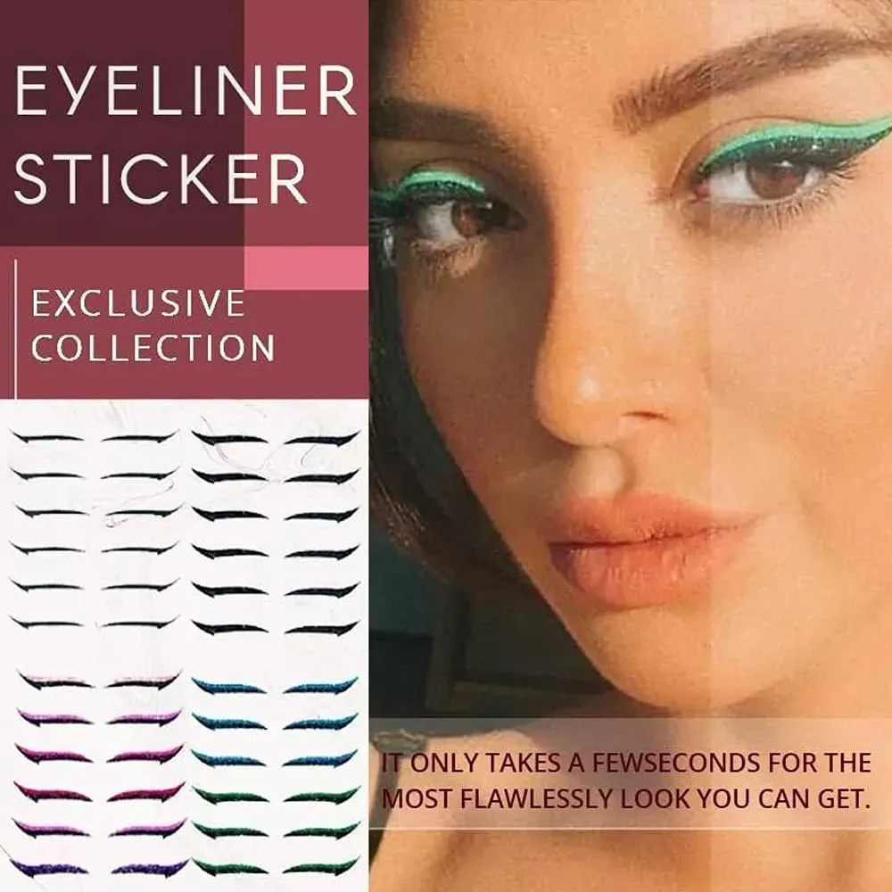 Eye Shadow Template - 40pcs Eyelid Line Stick Reusable Eyeliner Stickers - Cat Eye Makeup, Double Eyelid Sticker, Waterproof Precise Smudgeproof Make Up (Blue)