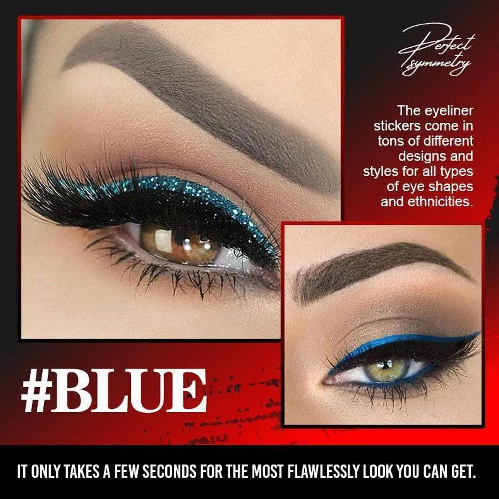 Eye Shadow Template - 40pcs Eyelid Line Stick Reusable Eyeliner Stickers - Cat Eye Makeup, Double Eyelid Sticker, Waterproof Precise Smudgeproof Make Up (Blue)