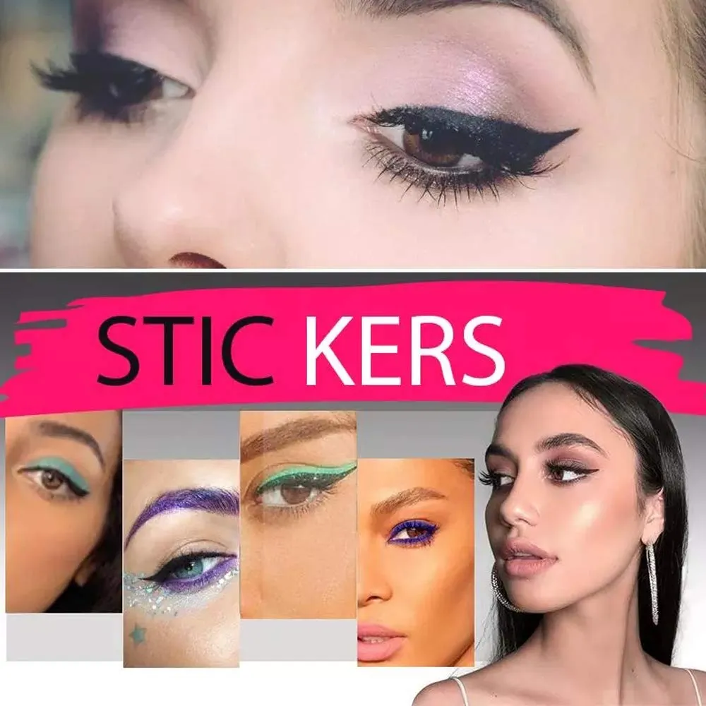 Eye Shadow Template - 40pcs Eyelid Line Stick Reusable Eyeliner Stickers - Cat Eye Makeup, Double Eyelid Sticker, Waterproof Precise Smudgeproof Make Up (Blue)