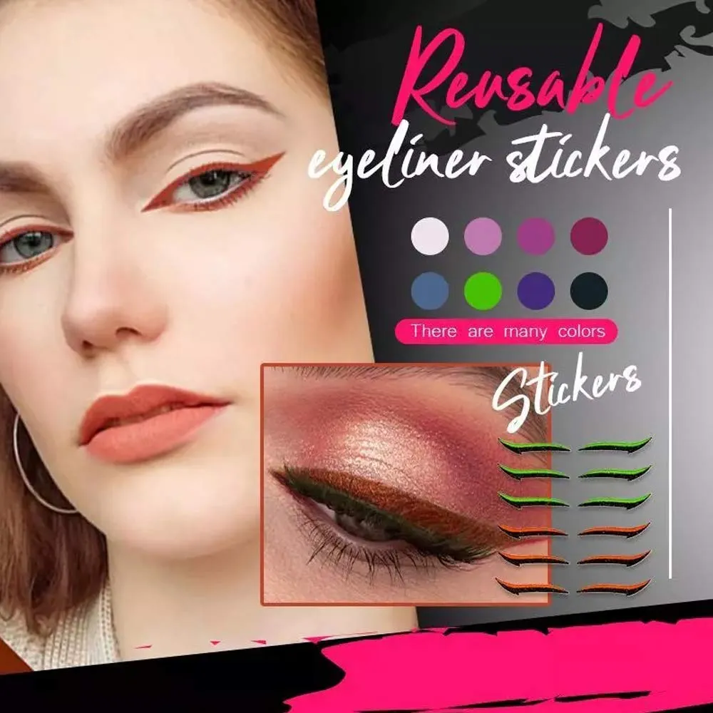 Eye Shadow Template - 40pcs Eyelid Line Stick Reusable Eyeliner Stickers - Cat Eye Makeup, Double Eyelid Sticker, Waterproof Precise Smudgeproof Make Up (Blue)