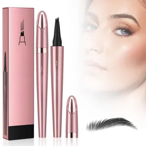 Eyebrow Pen, 2025 New Waterproof Microblading Eyebrow Pencil, 4 Tip Eye Brow Pen, Long-lasting Natural Eyebrow Makeup Fine Stroke Magic Eyebrow Pencil for Women (Black)