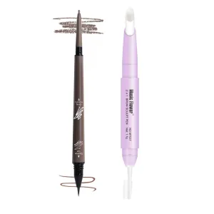 Eyebrow Pencil - 2 Pack Chestnut Dual Ended Liqude Eyebrow Pen with Brush & Eyebrow Wax Pen, Waterproof Smudge Proof Long Lasting, Eyebrow Waxing Shaping Eye Makeup Kit
