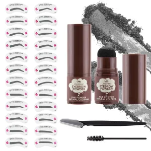Eyebrow Stamp Stencil Kit Eyebrow Stencil Kit with 24 Reusable Eyebrow Stencils Eyebrow Shaper Eyebrow Pomade Waterproof Brow Stamp Kit Natural Eye Brow Stencil Kits(Gray Black Eyebrow Kit)