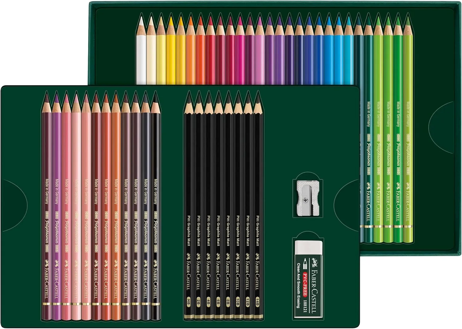 Faber-Castell Polychromos and Pitt Matte Graphite Gift Artist Drawing Set, 1 Count (Pack of 50), Multi-Color 50