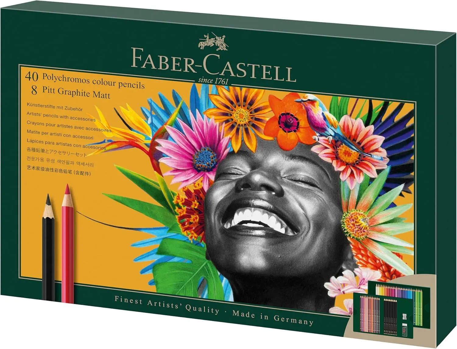 Faber-Castell Polychromos and Pitt Matte Graphite Gift Artist Drawing Set, 1 Count (Pack of 50), Multi-Color 50