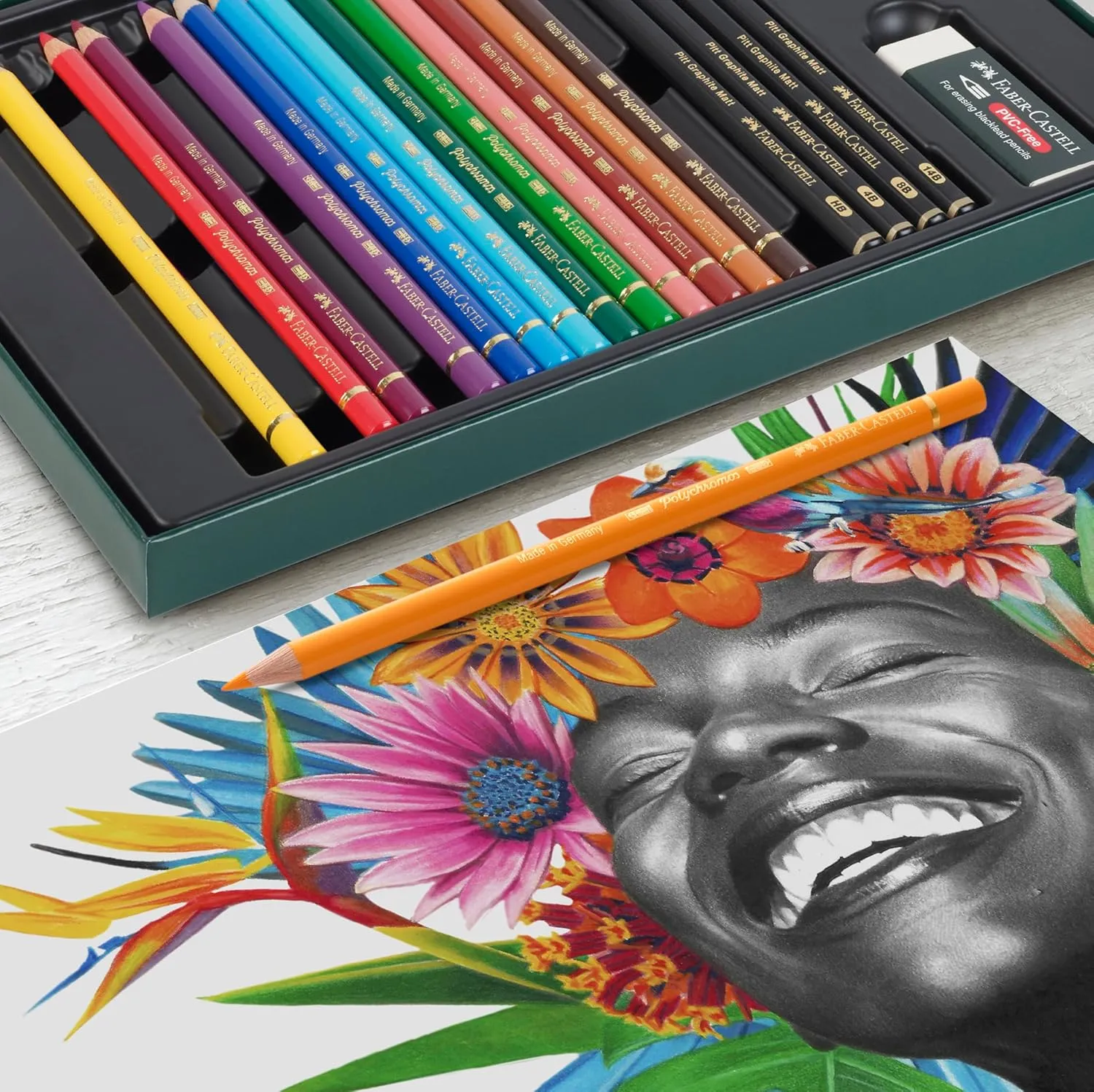 Faber-Castell Polychromos and Pitt Matte Graphite Gift Artist Drawing Set, 1 Count (Pack of 50), Multi-Color 50