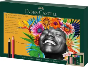 Faber-Castell Polychromos and Pitt Matte Graphite Gift Artist Drawing Set, 1 Count (Pack of 50), Multi-Color 50
