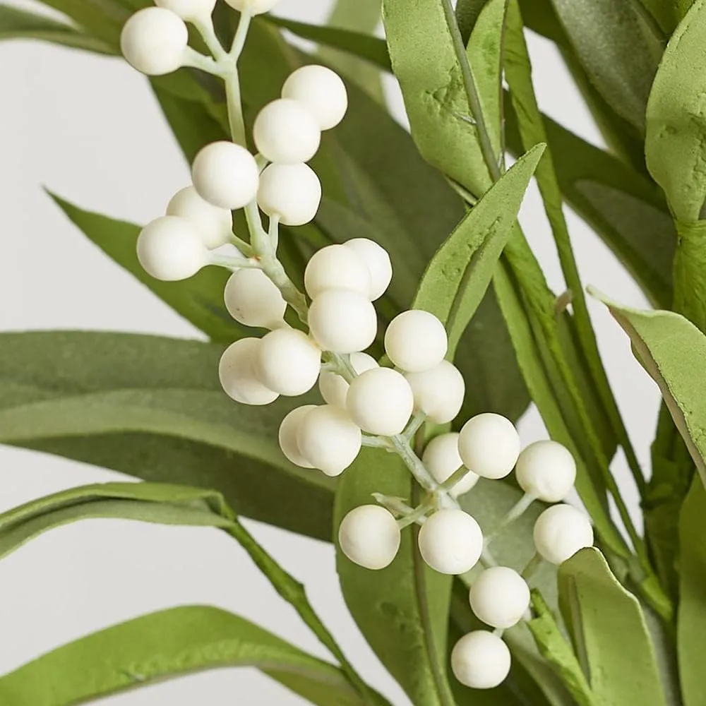 Factory Direct Craft Artificial Willow Foliage and Cream Berry Bush for Spring Arrangements and Summer Decorating - 30" H