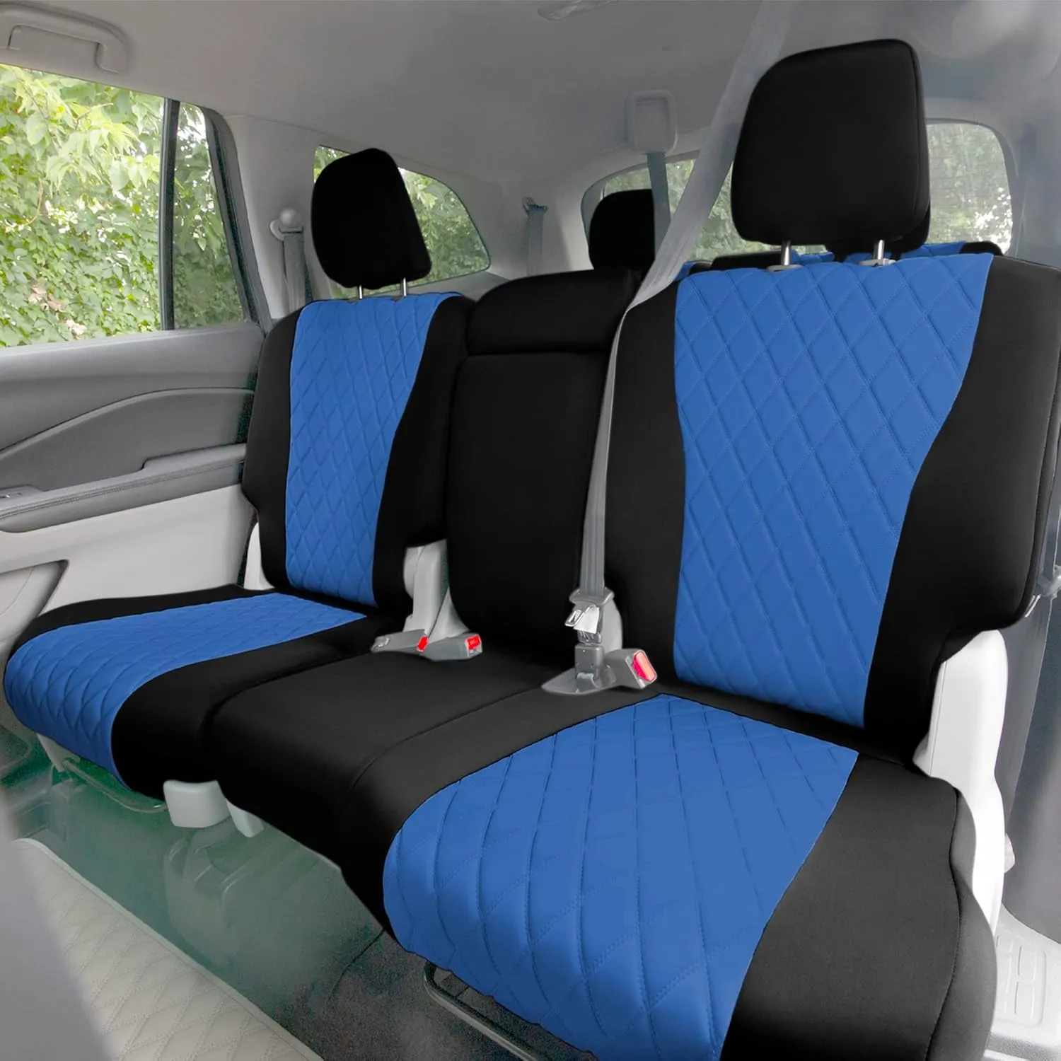 FH Group Custom Fit Car Seat Covers for 2016–2022 Honda Pilot, 2nd Row Blue Ultraflex Neoprene Car Seat Covers, Waterproof Automotive Seat Cover, Honda Accessories