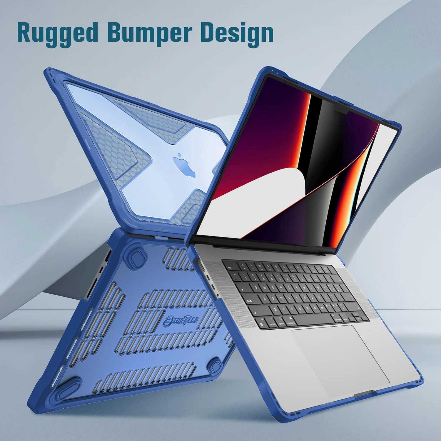 Fintie Case for MacBook Pro 16 Inch A3403 A3186 A2991 A2780 A2485 (2024 2023 2022 2021) - Heavy Duty Rugged Hard Shell Cover with TPU Bumper for MacBook Pro 16" M4/M3/M2/M1 Pro/Max Chip, Blue