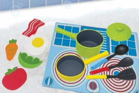 Floating Cookset - Plastic, Red, Blue, Yellow, 8.5 x 11 x 4 inches, Kid