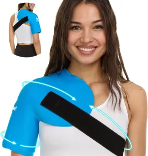 FOMI Premium Shoulder Hot Cold Solid Gel Ice Pack | Cooling Compression Therapy Wrap | Rotator Cuff, Tendonitis, Surgery Recovery Pain Relief | Comfortable Heating and Cooling Arm Compress