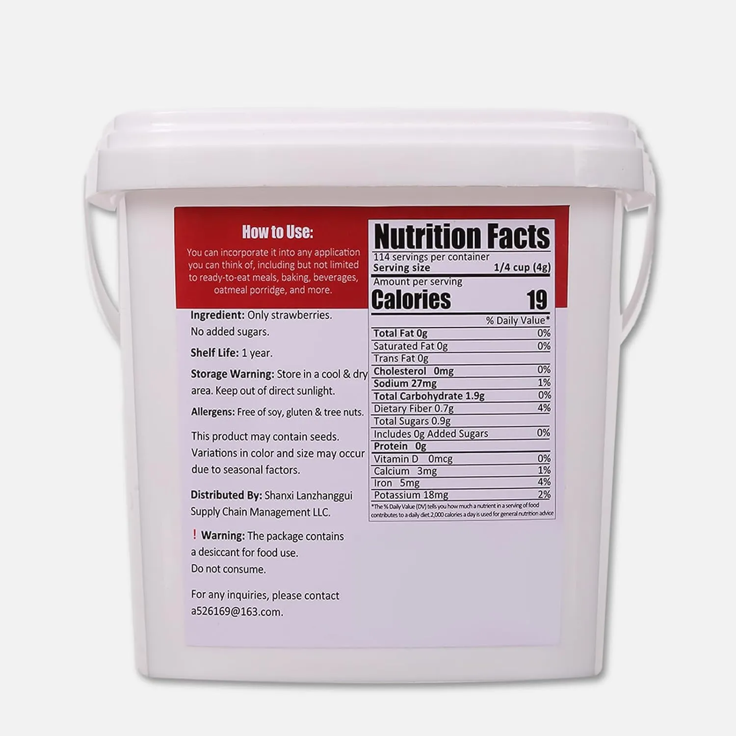 Freeze Dried Strawberry Pieces - 16 oz (1 lb) Resealable Bucket - Crunchy Dried Fruit Bulk No Added Sugar Snack for Smoothies, Oatmeal, Yogurt, Baking, Dessert & Trail Mix