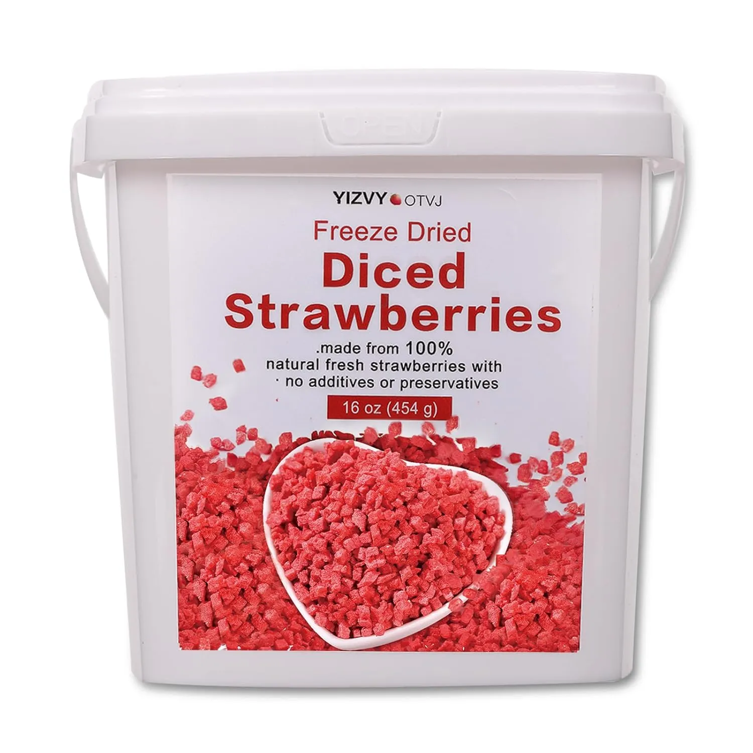 Freeze Dried Strawberry Pieces - 16 oz (1 lb) Resealable Bucket - Crunchy Dried Fruit Bulk No Added Sugar Snack for Smoothies, Oatmeal, Yogurt, Baking, Dessert & Trail Mix