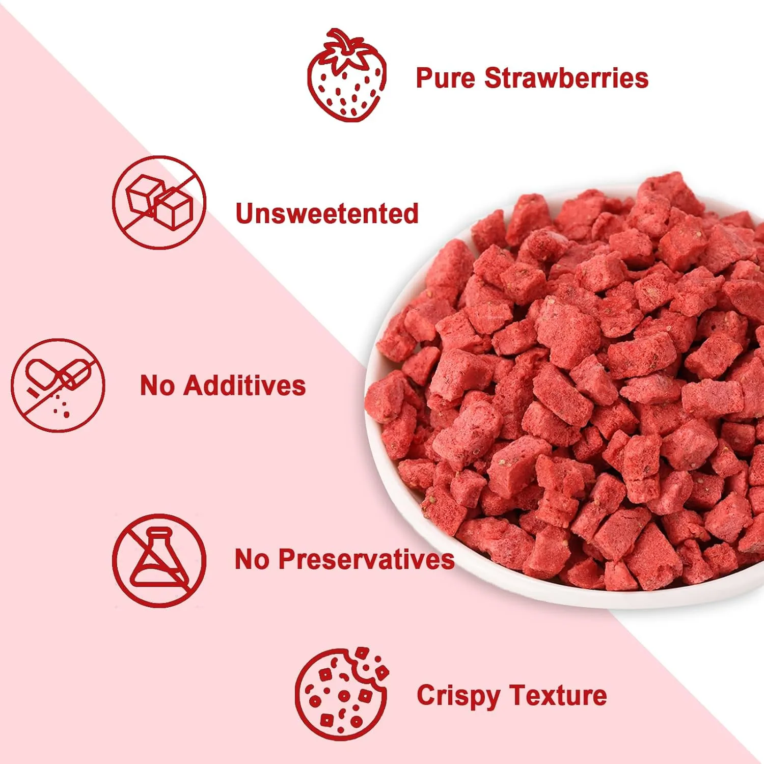Freeze Dried Strawberry Pieces - 16 oz (1 lb) Resealable Bucket - Crunchy Dried Fruit Bulk No Added Sugar Snack for Smoothies, Oatmeal, Yogurt, Baking, Dessert & Trail Mix