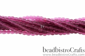 Frosted Fuchsia, 4mm Round Fire Polish Beads (50pcs)