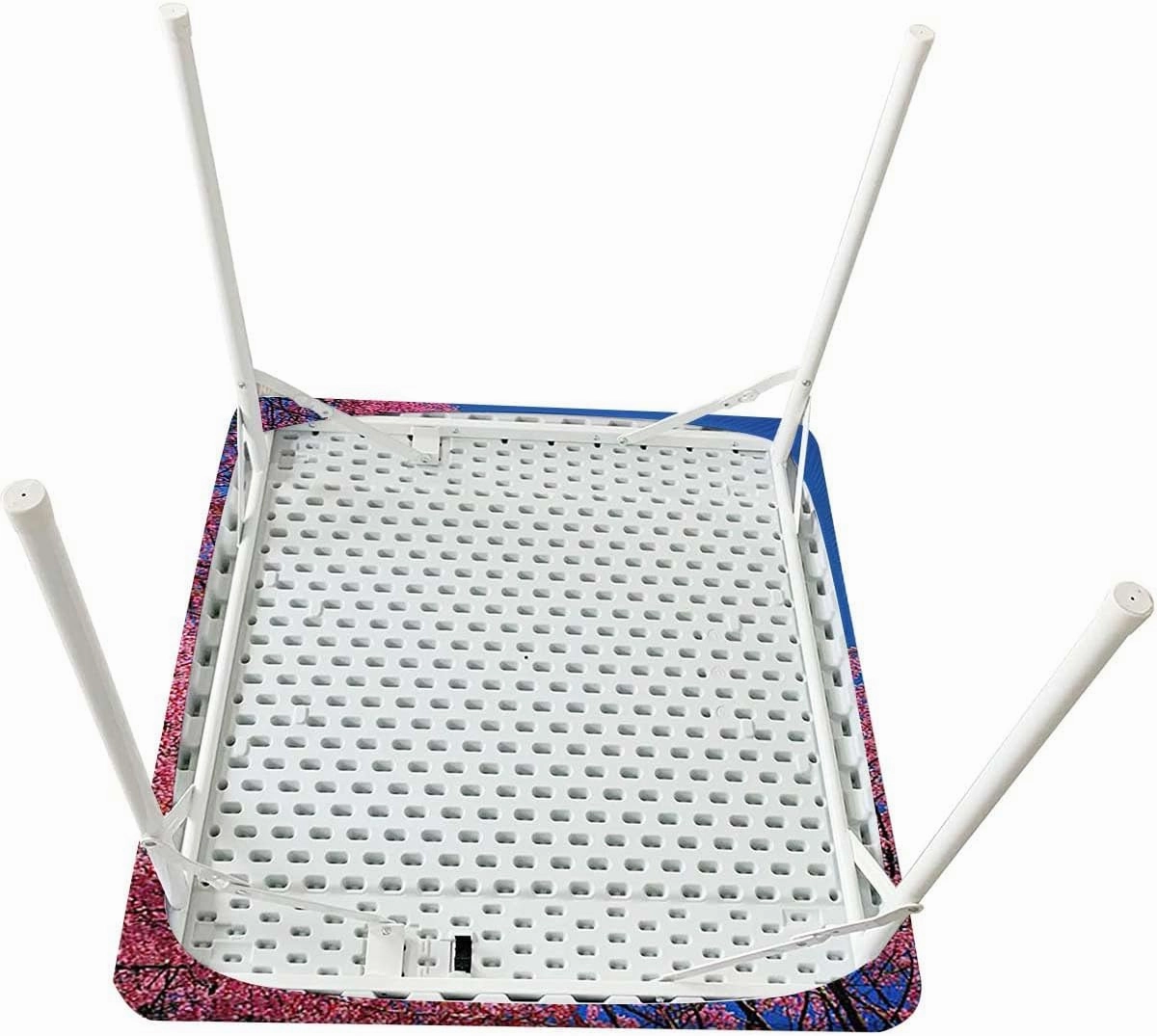Fuchsia Blue Tablecloth Fitted Rectangle Clear Sky Sunny Day View Country Garden Elastic Edged Table Cover for Indoor Outdoor Patio Picnic Cherry Fits up 4 Foot Tables