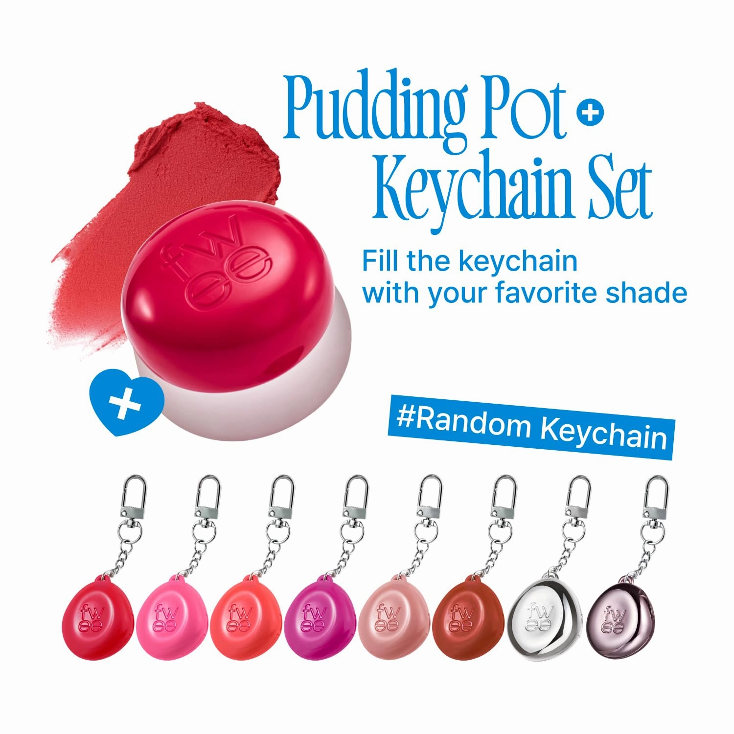 fwee Blurry Pudding Pot   Keychain SET | Airbrushed Blush & Lip, Buildable Pigment, Long-lasting, Lightweight, Easy to Blend, Natural Soft Matte Finish Makeup – Greedy (Plum Red) | 0.17 oz