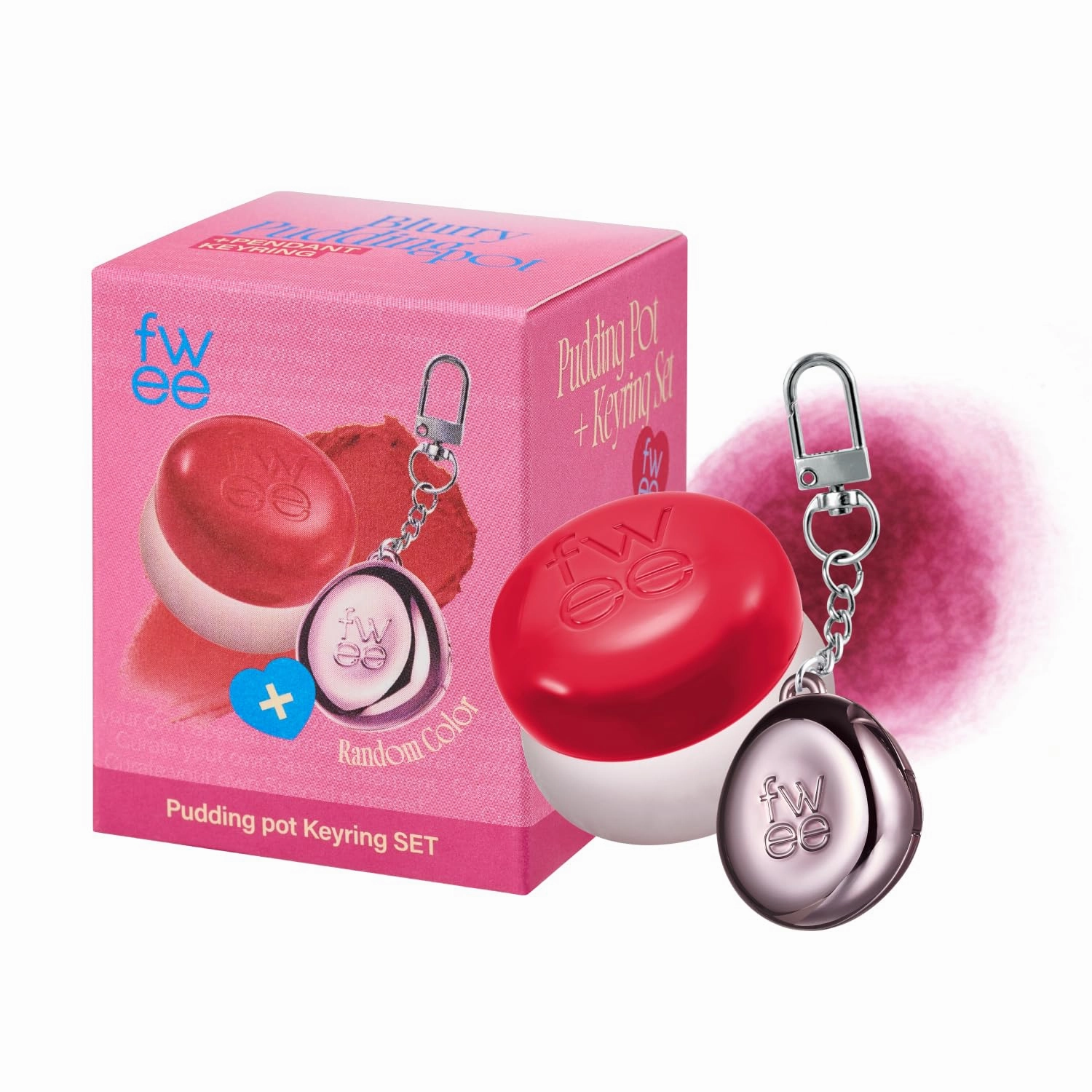 fwee Blurry Pudding Pot   Keychain SET | Airbrushed Blush & Lip, Buildable Pigment, Long-lasting, Lightweight, Easy to Blend, Natural Soft Matte Finish Makeup – Greedy (Plum Red) | 0.17 oz