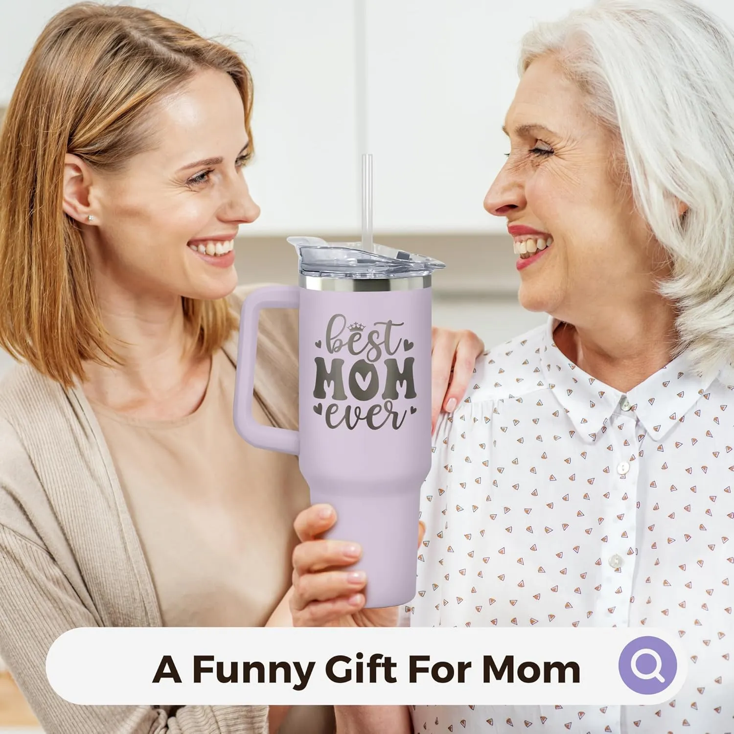 Gifts for Mom from Daughter, Son, Kids - Birthday, Valentines, Christmas, Mothers Day Gifts for Mom - Mama Mother Cup for Women - 40 Oz Purple Stainless Steel 2-sided Tumbler with Lid