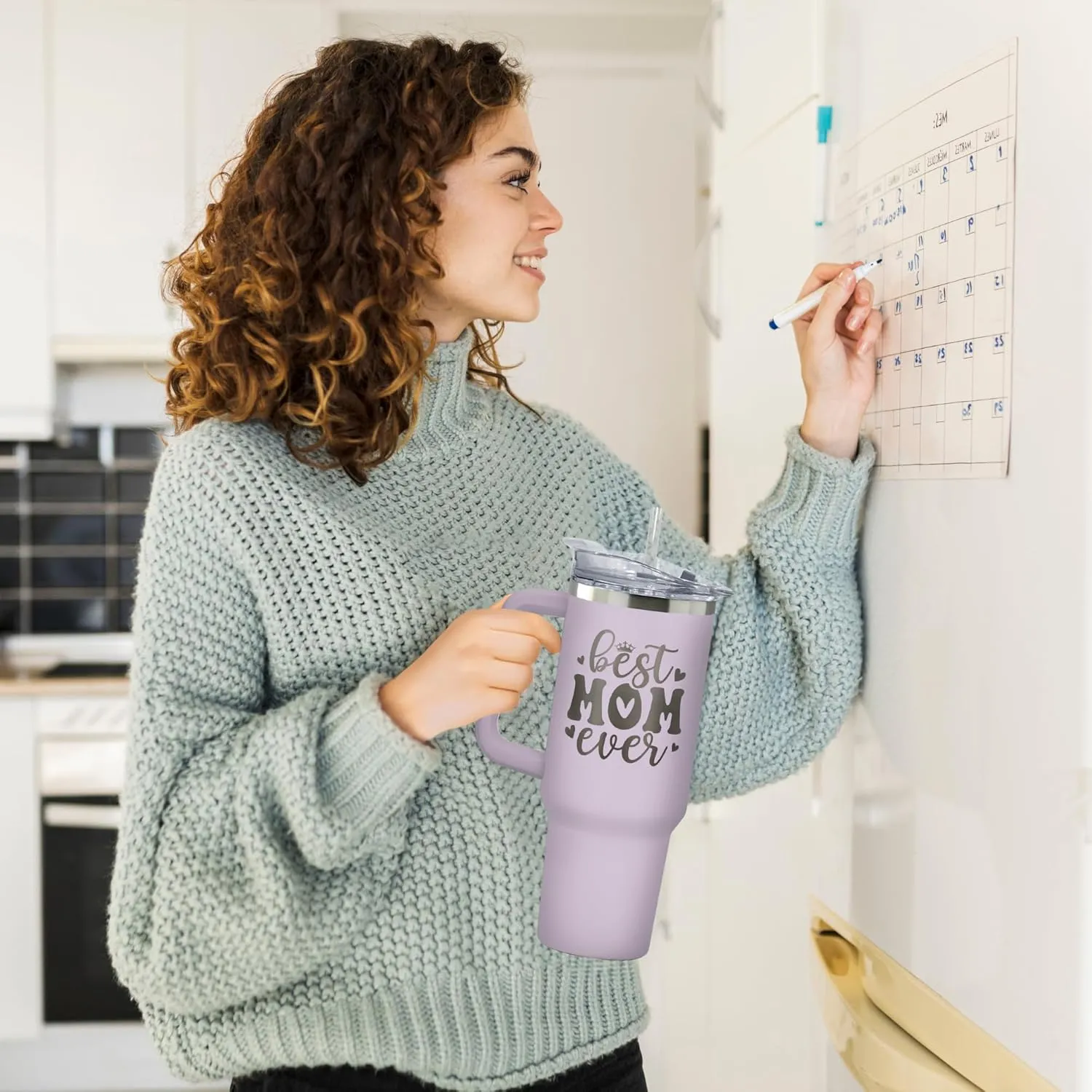 Gifts for Mom from Daughter, Son, Kids - Birthday, Valentines, Christmas, Mothers Day Gifts for Mom - Mama Mother Cup for Women - 40 Oz Purple Stainless Steel 2-sided Tumbler with Lid