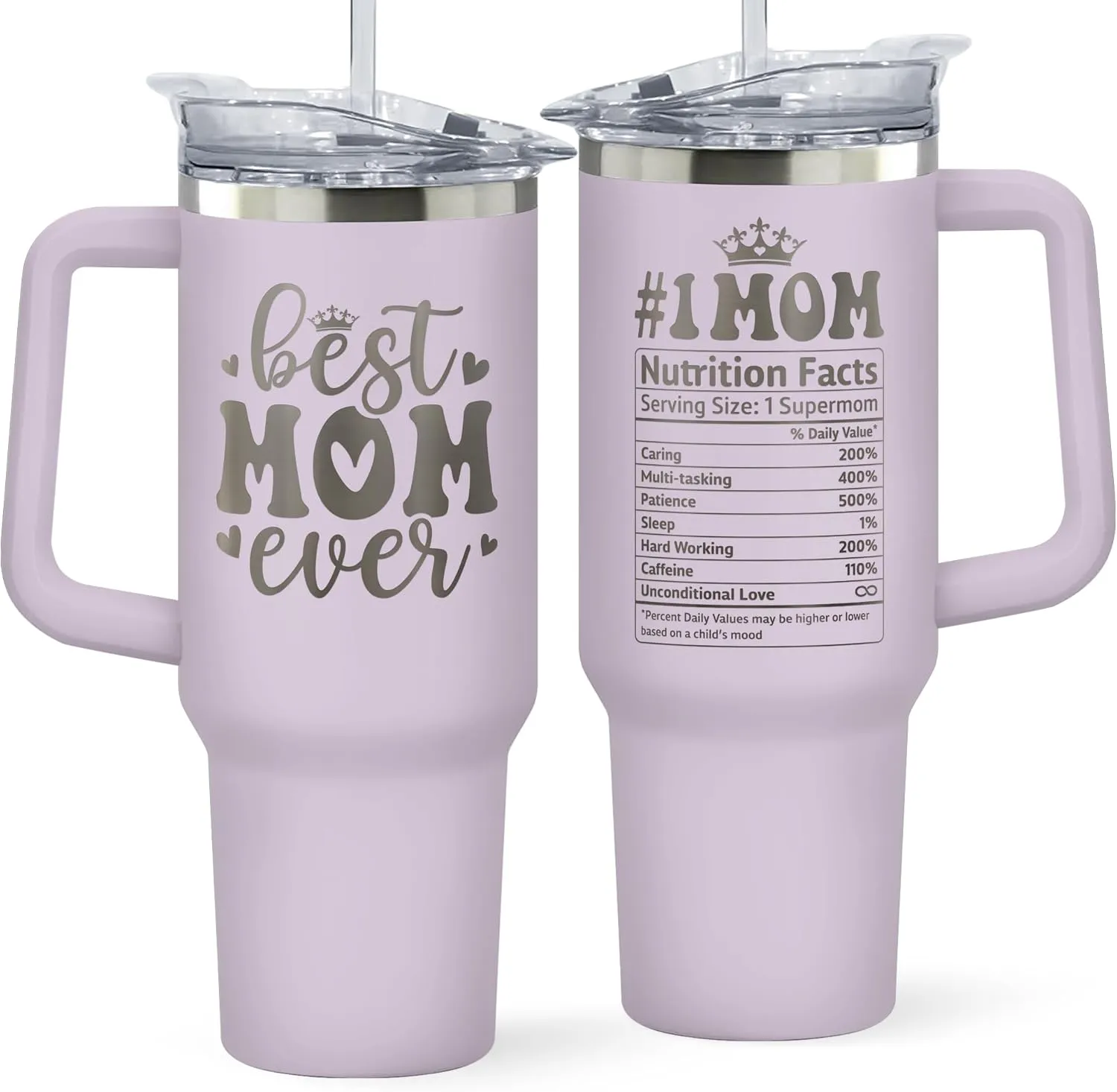 Gifts for Mom from Daughter, Son, Kids - Birthday, Valentines, Christmas, Mothers Day Gifts for Mom - Mama Mother Cup for Women - 40 Oz Purple Stainless Steel 2-sided Tumbler with Lid