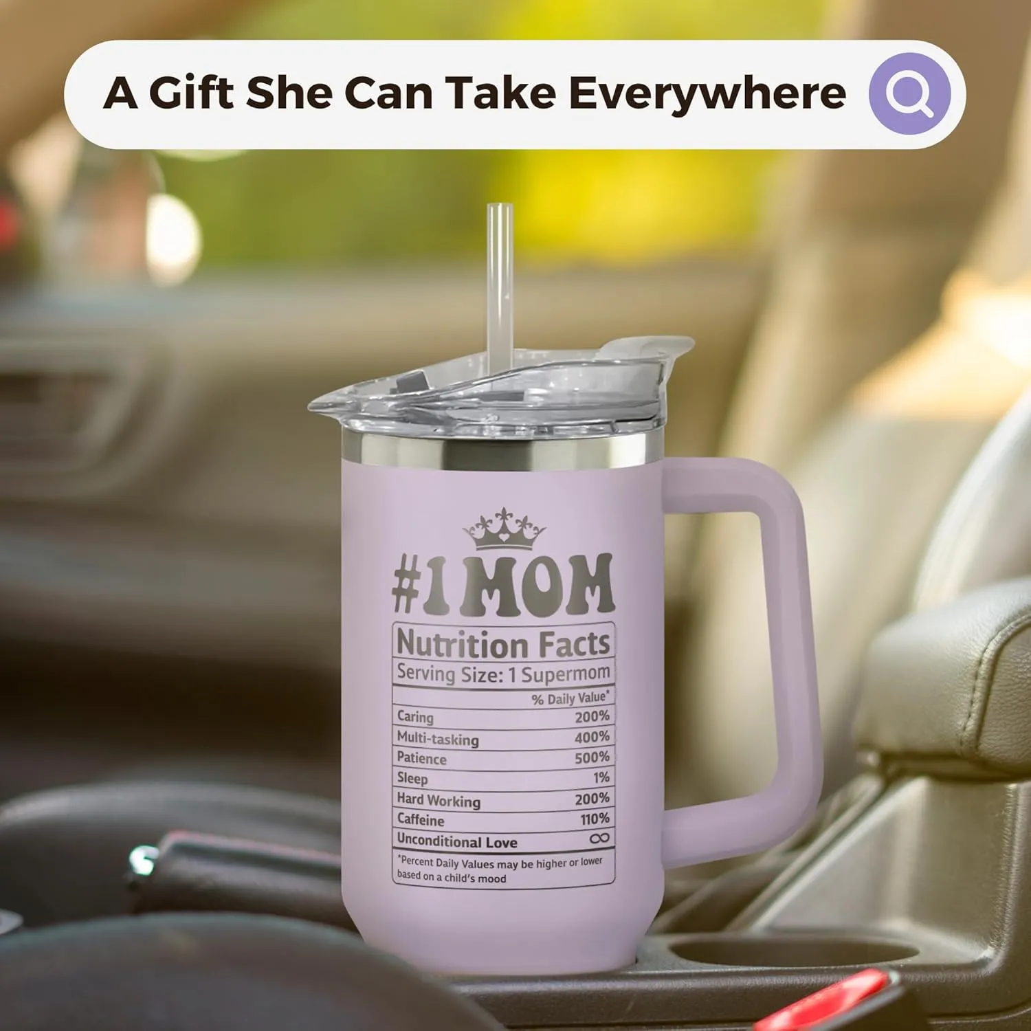 Gifts for Mom from Daughter, Son, Kids - Birthday, Valentines, Christmas, Mothers Day Gifts for Mom - Mama Mother Cup for Women - 40 Oz Purple Stainless Steel 2-sided Tumbler with Lid