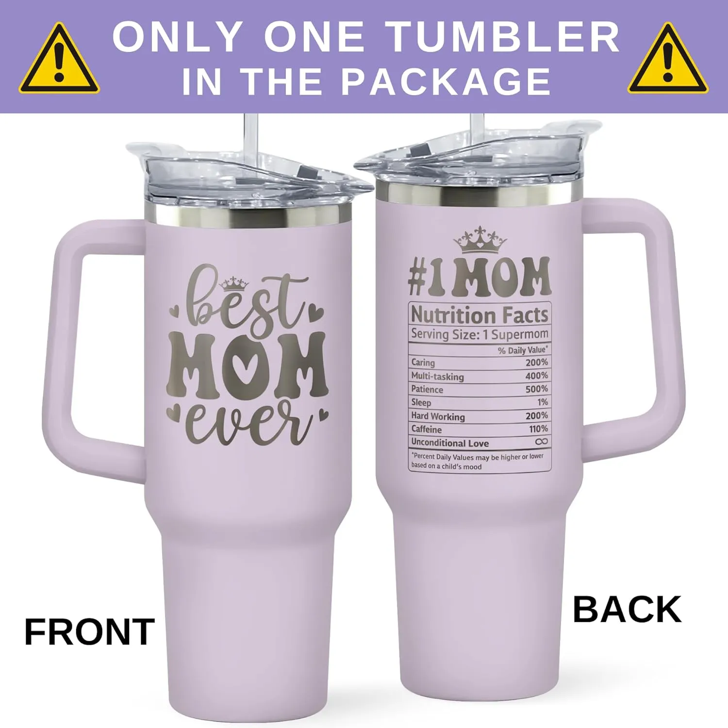 Gifts for Mom from Daughter, Son, Kids - Birthday, Valentines, Christmas, Mothers Day Gifts for Mom - Mama Mother Cup for Women - 40 Oz Purple Stainless Steel 2-sided Tumbler with Lid