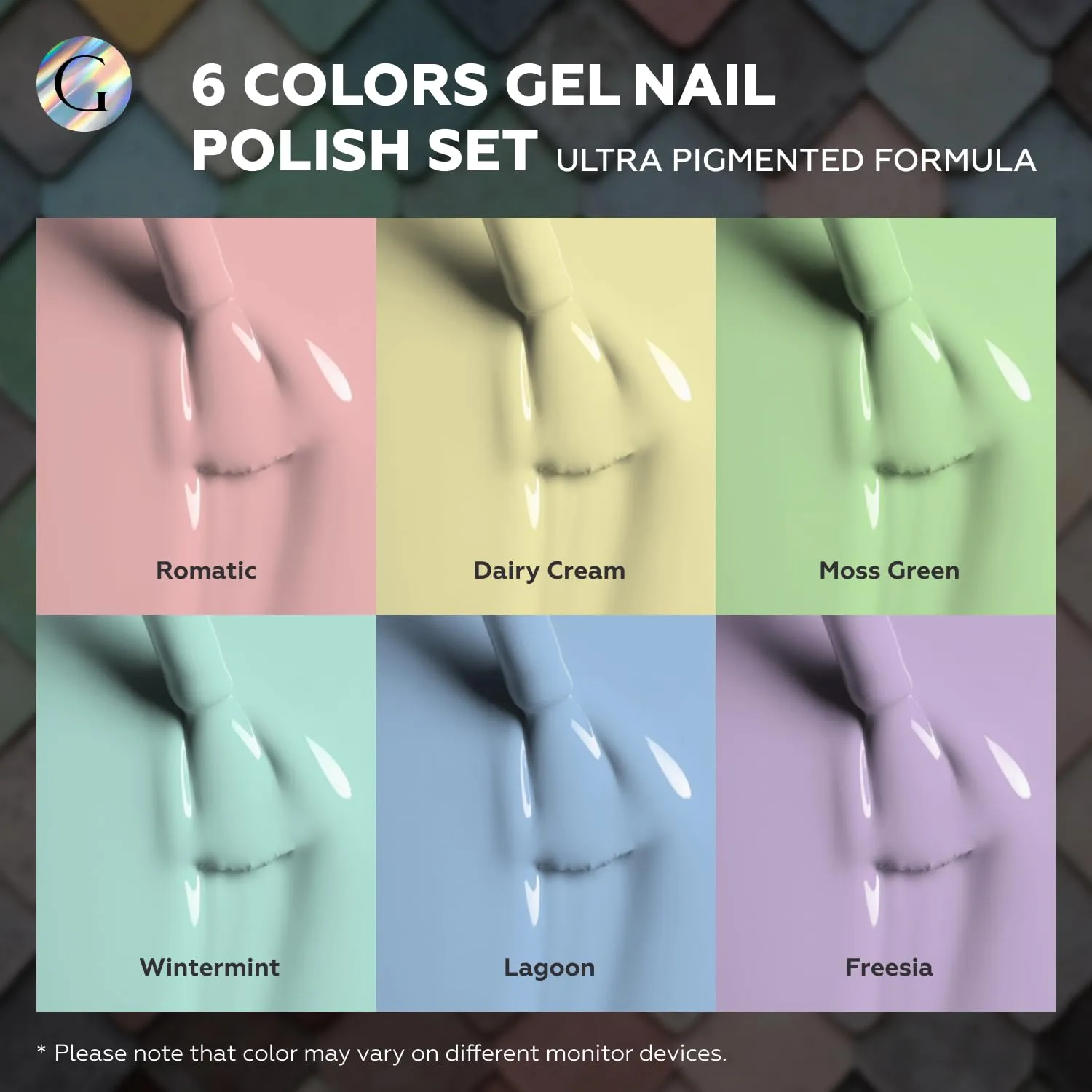 GLOSS HEMA Free Gel Polish Set | 6 Pcs Pastel Gel Nail Polish with Beige, Light Purple, Cream, Light Green, Mint & Baby Blue Colors, Soak Off UV LED Gel Polish, Nail Art Gel, DIY Nail Gifts for Girls