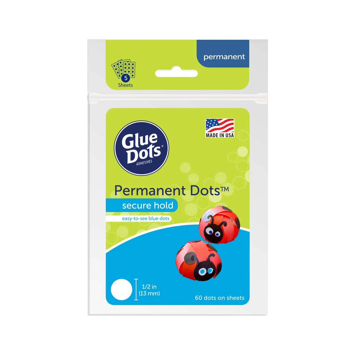 Glue Dots Double-Sided Permanent Dots, 6 Pack, 1/2'', Blue Tint, Pack of 360 (OF111PERM-AMZ)