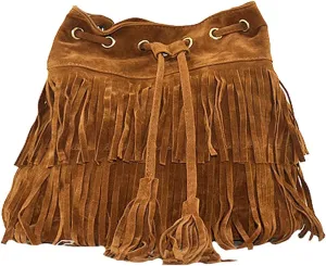 Goclothod Women Hippie Fringe Tassel Suede Hobo Shoulder Bag Vintage Messenger Crossbody Handbag