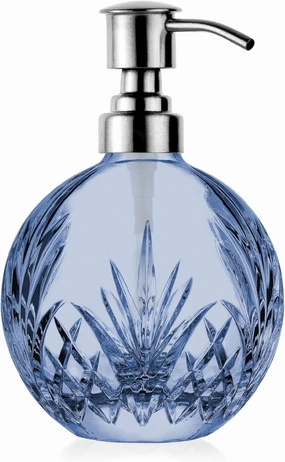 Godinger Soap Dispenser with Pump, Crystal Glass Lotion Dispenser, Bathroom and Kitchen Liquid Soap Dispenser - Dublin Collection, Blue