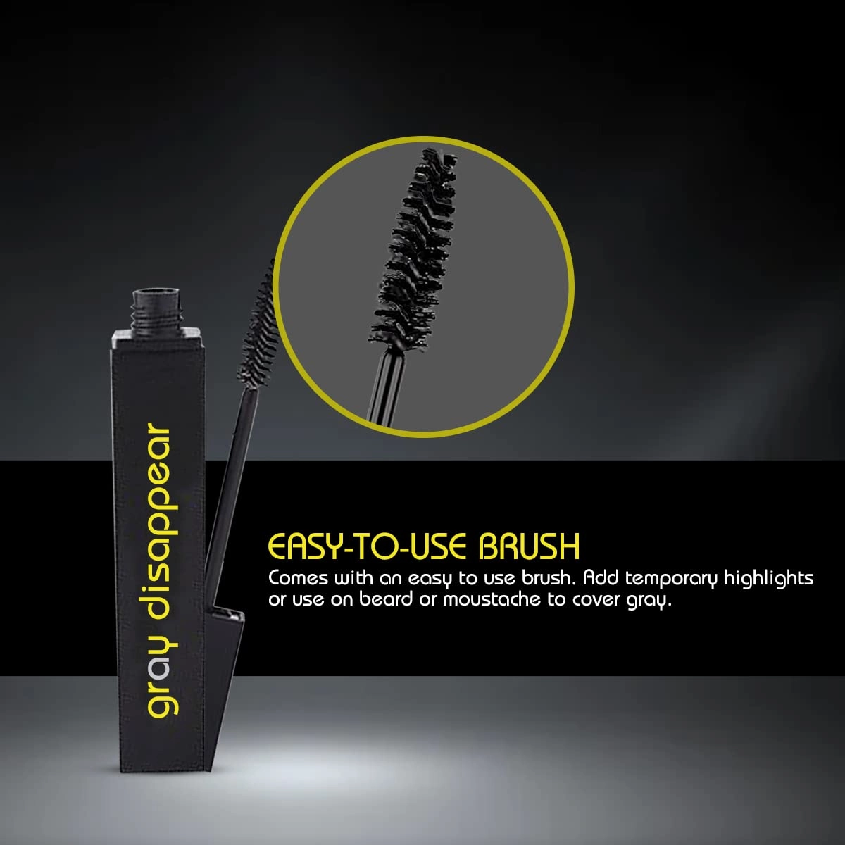 Gray Disappear | Hair Mascara | Instantly Cover Gray Hair, Root Touch-Up, Paraben, Sulfate and Glycol Free, Extra Thick Brush for Maximum Coverage (Dark Brown/Fudge)