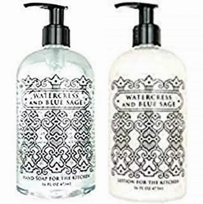 Greenwich Bay Kitchen Collection WATERCRESS & BLUE SAGE Scented Liquid Hand Soap & Lotion Combo with Shea Butter - 16 fl oz Pump Bottles