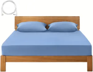 Grounding Sheets King Deep Pocket Organic Cotton With Silver Fiber, Earth Fitted Sheet With Cord (Placid Blue, King - 76"x80"x15")