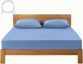 Grounding Sheets King Deep Pocket Organic Cotton With Silver Fiber, Earth Fitted Sheet With Cord (Placid Blue, King - 76"x80"x15")