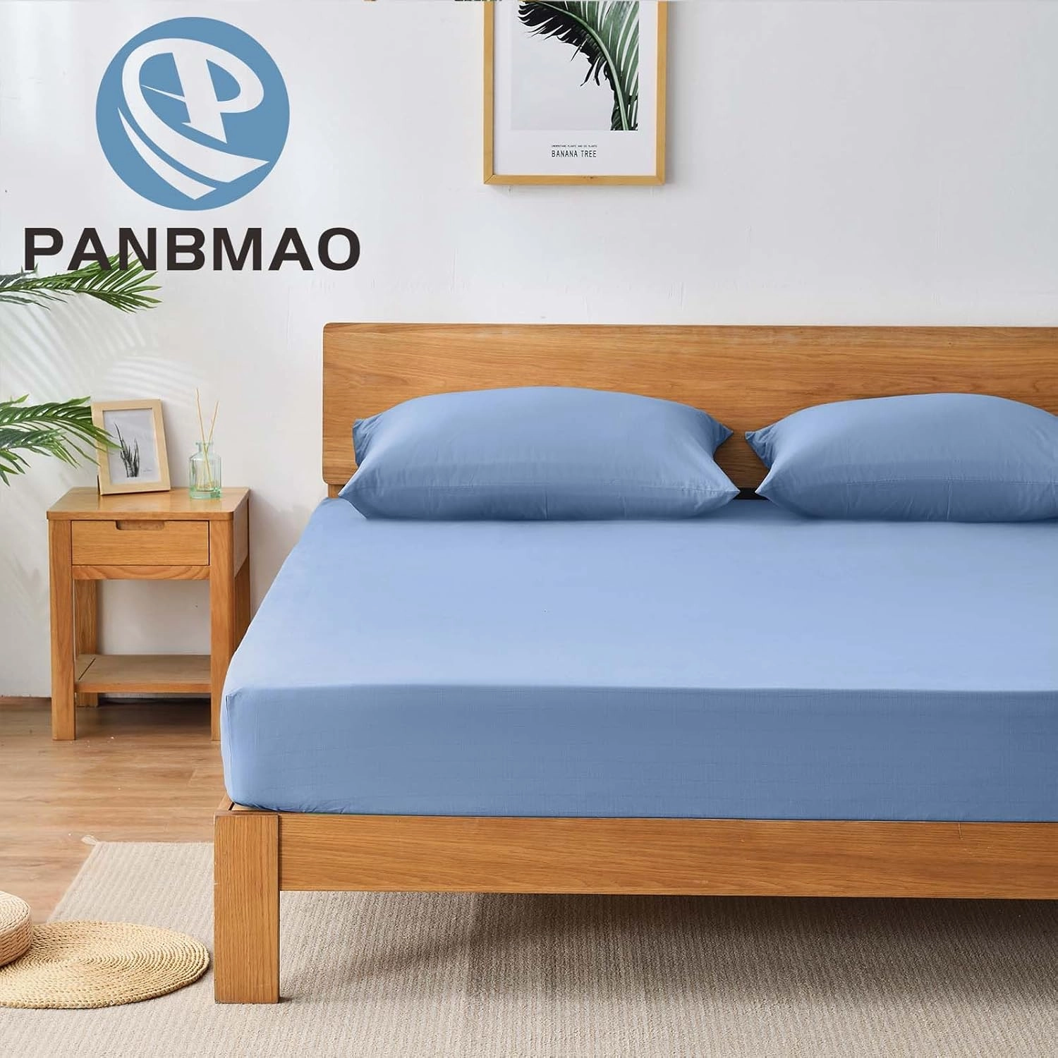 Grounding Sheets King Deep Pocket Organic Cotton With Silver Fiber, Earth Fitted Sheet With Cord (Placid Blue, King - 76"x80"x15")