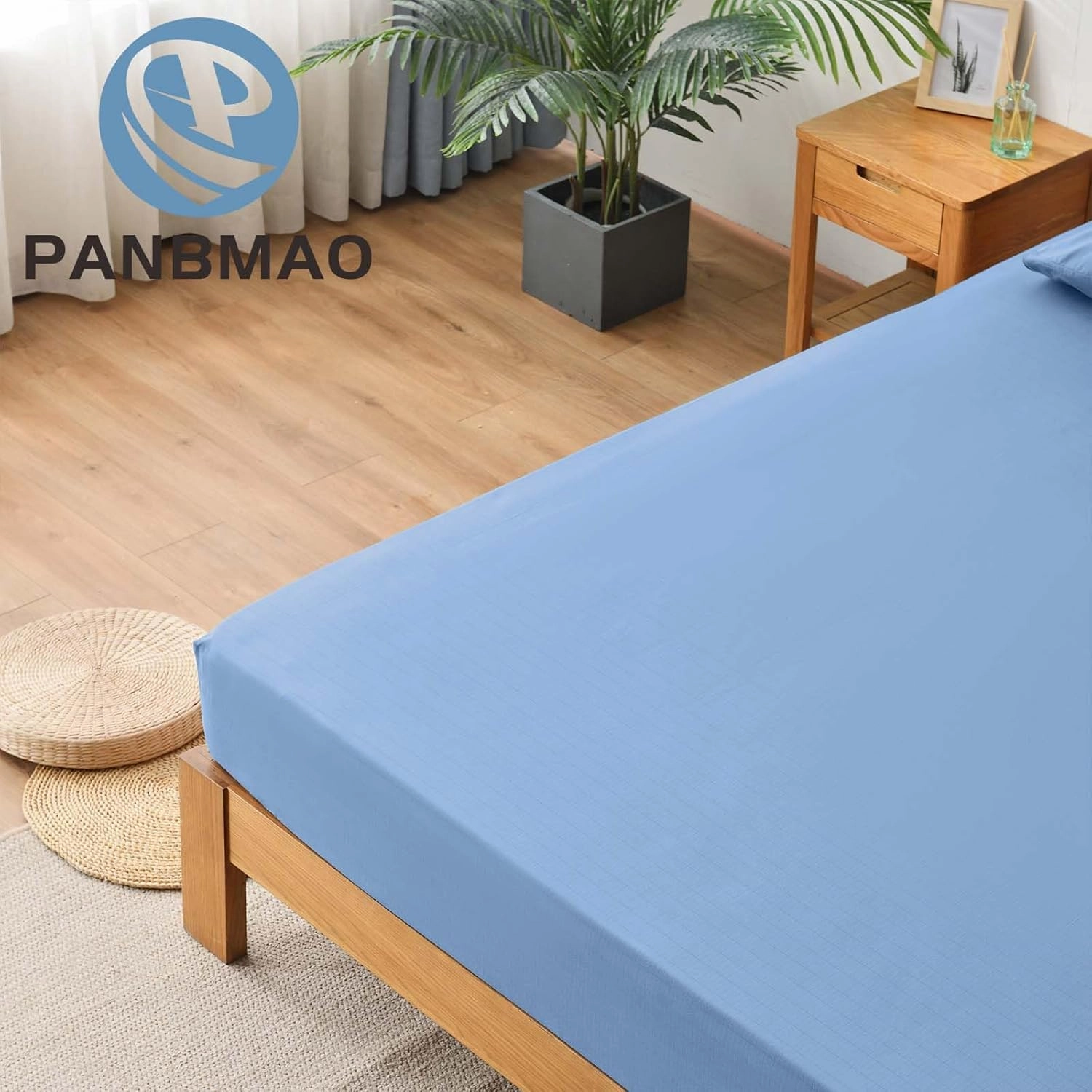 Grounding Sheets King Deep Pocket Organic Cotton With Silver Fiber, Earth Fitted Sheet With Cord (Placid Blue, King - 76"x80"x15")
