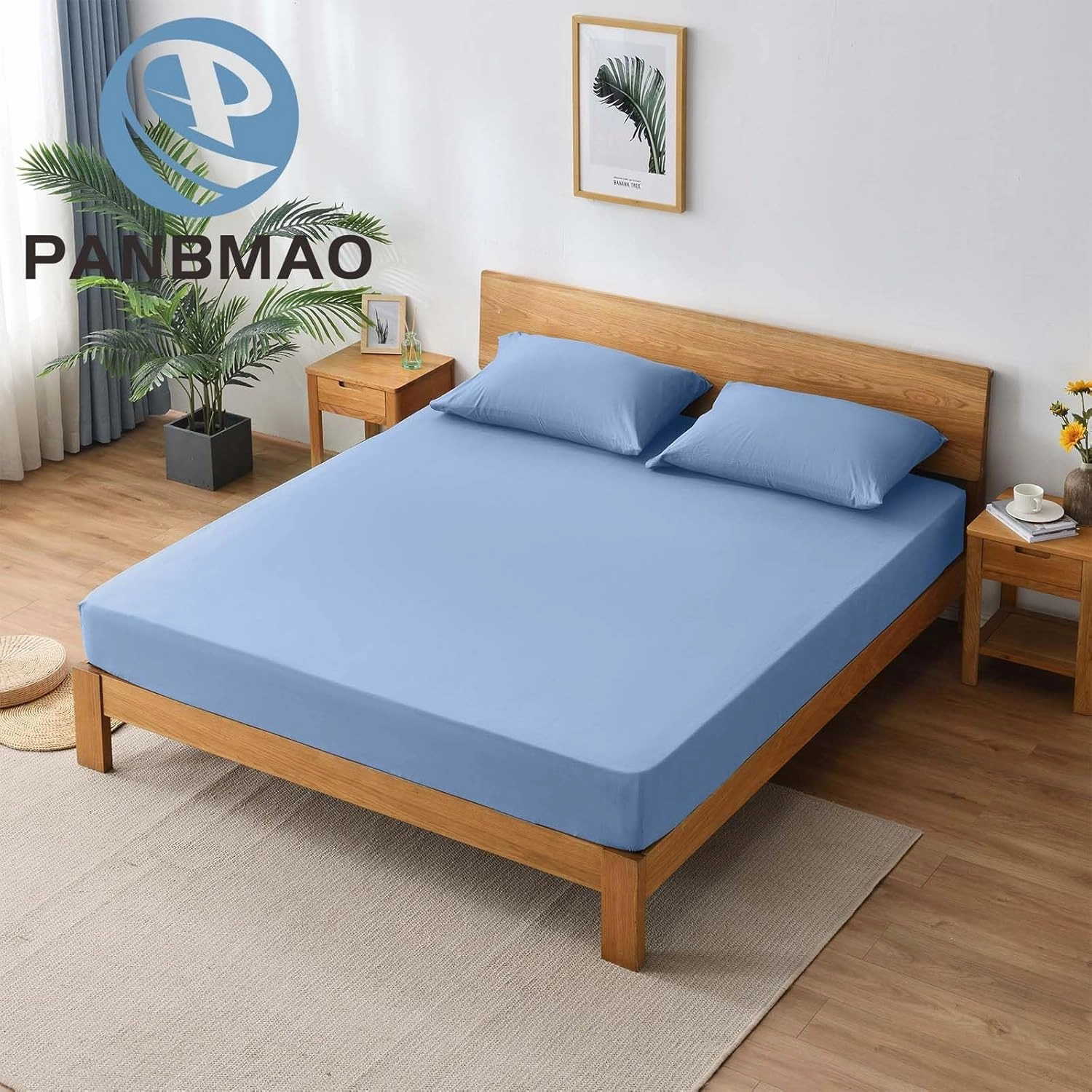 Grounding Sheets King Deep Pocket Organic Cotton With Silver Fiber, Earth Fitted Sheet With Cord (Placid Blue, King - 76"x80"x15")